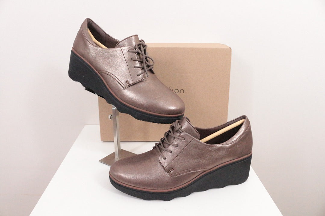 Clarks Bottines compensées en cuir métallisé marron 39.5 1