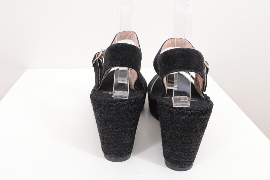Sandales compensées espadrilles en daim noir clous taille 36 6
