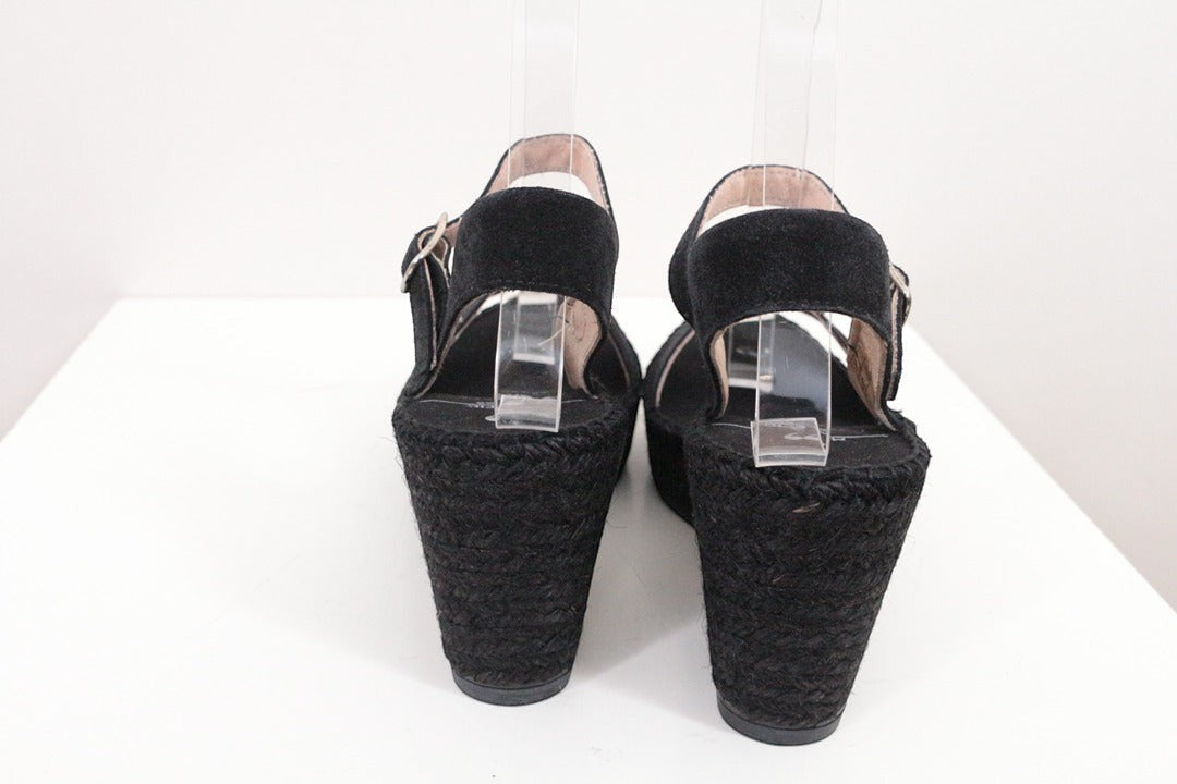 Sandales compensées espadrilles en daim noir clous taille 36 | Frippin'Dealz – photo 8