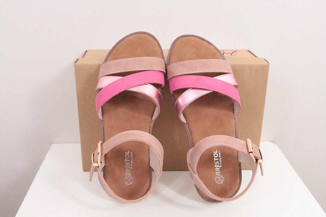 Sandales filles Bristol rose métallique neuves 34 6