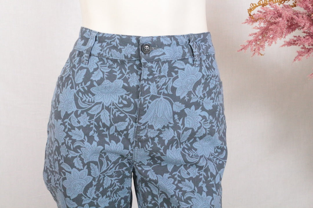 Pantalon imprimé floral bleu et gris taille Fr 38 bohème chic 2