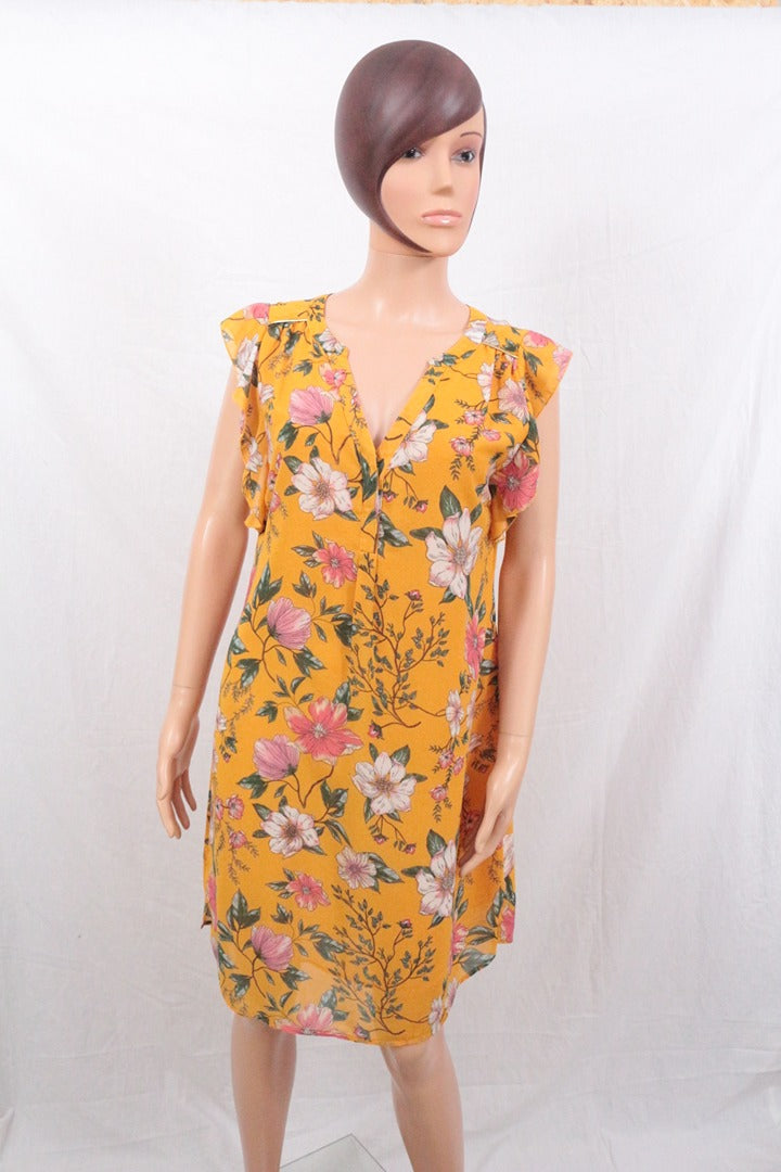 Robe courte Lola Liza jaune à fleurs T40 5