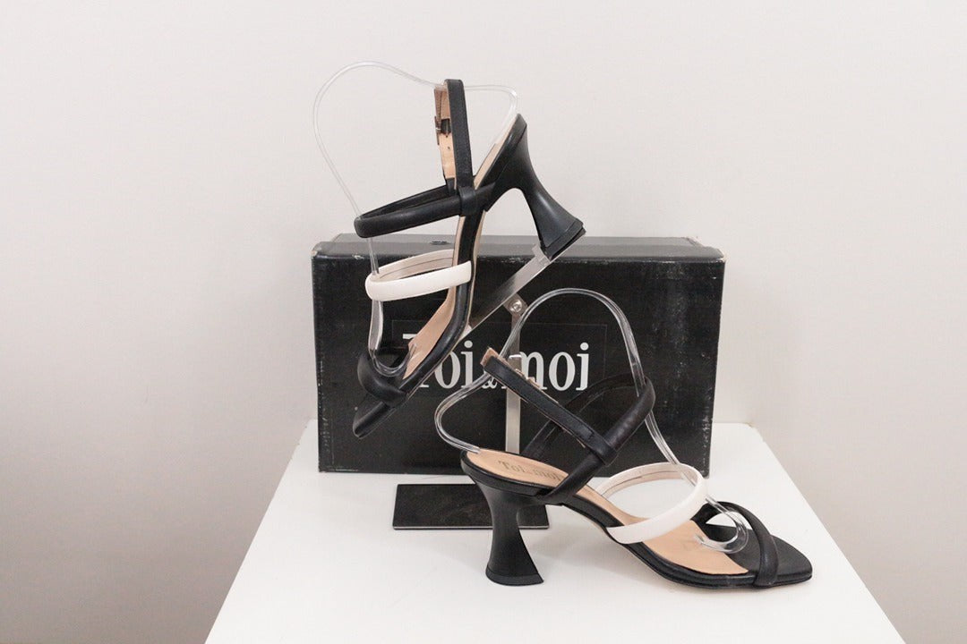 Sandales à talons Toi&moi en cuir noir et blanc taille 37 | Frippin'Dealz – photo 6