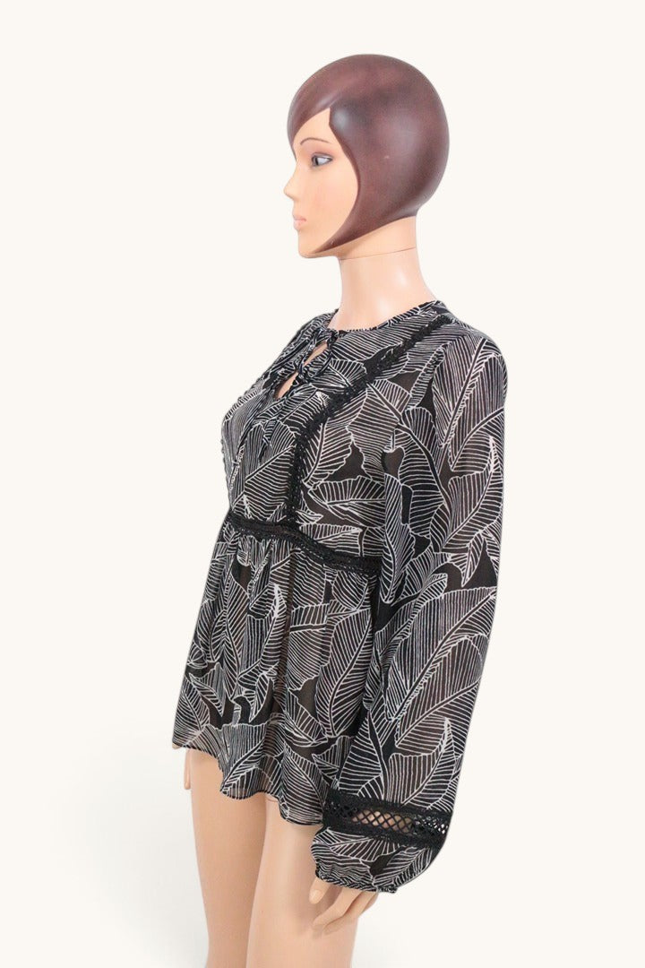 Blouse Esperance polyester noir et blanc feuilles taille M | Frippin'Dealz – photo 7
