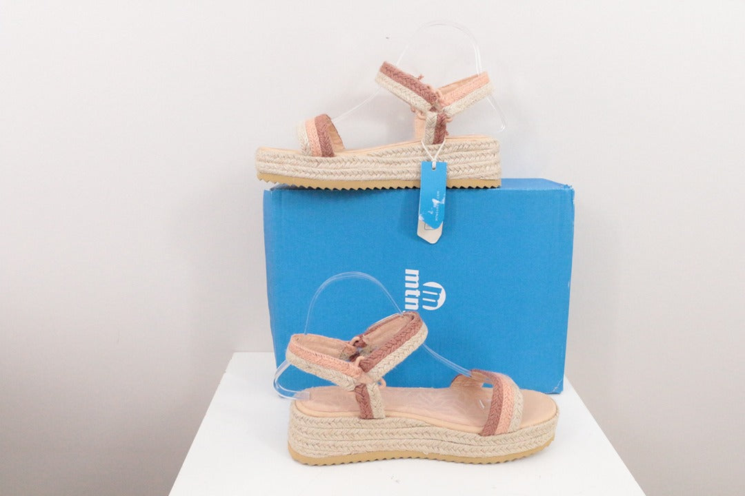 Sandales compensées mtng rose beige style espadrille 37 5