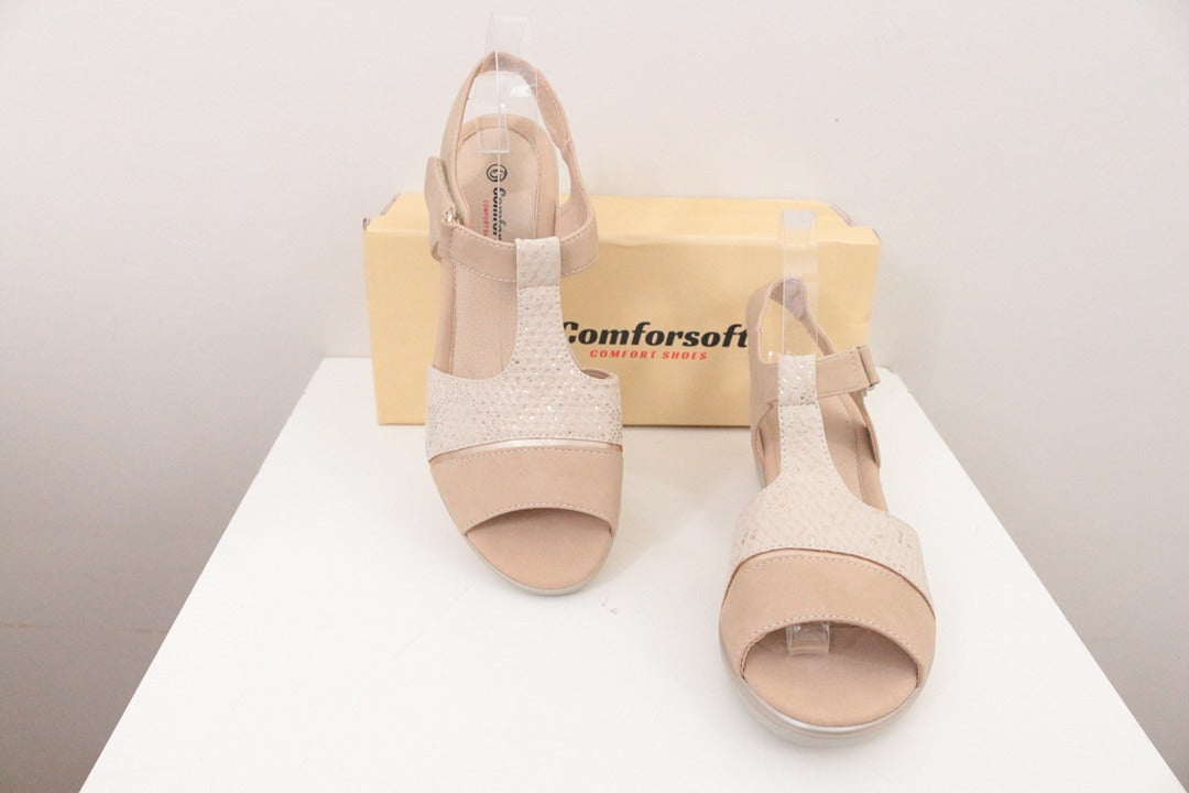 Sandales compensées Comforsoft beige crème taille 39 confort 5