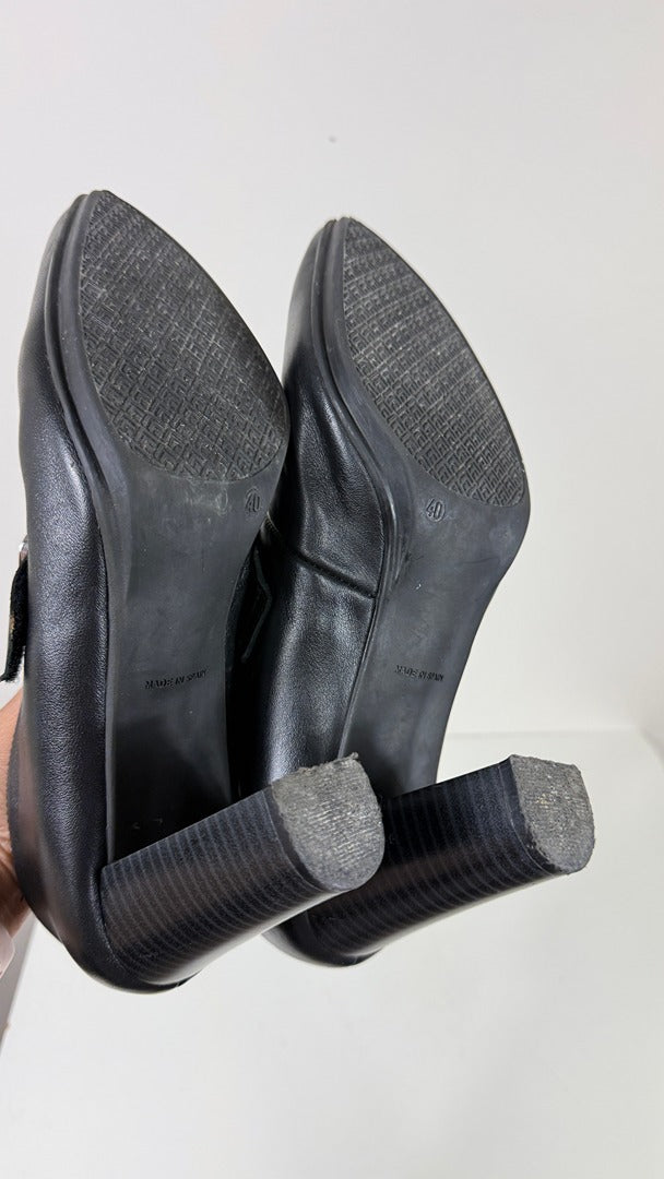 Bottines Clackers Cuir Noir Talons 40 Vintage 90s 8