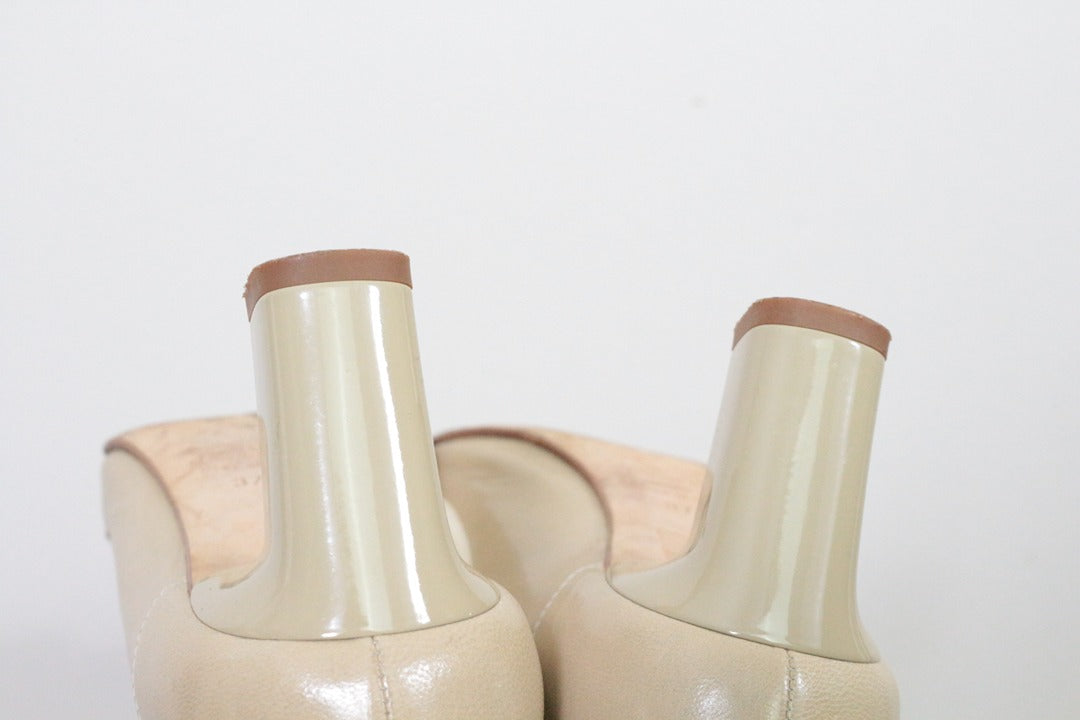 Escarpins Manfield cuir beige et blanc 37.5 12