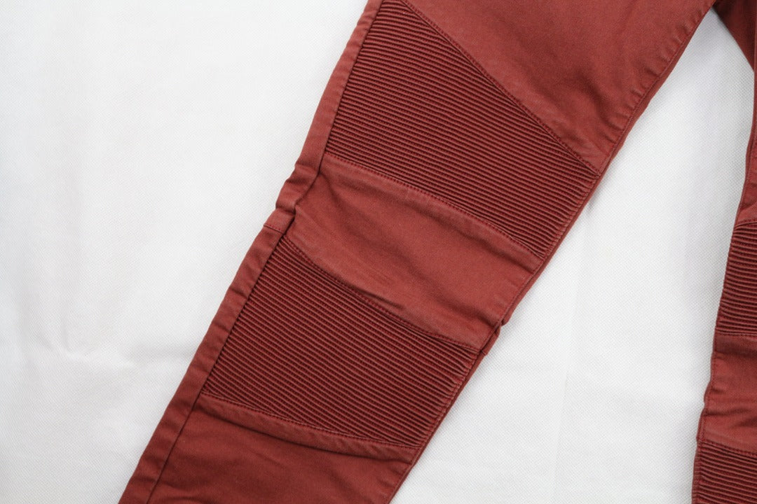Pantalon slim bordeaux effet motard coton élasthanne 36 Archive Fashion 3
