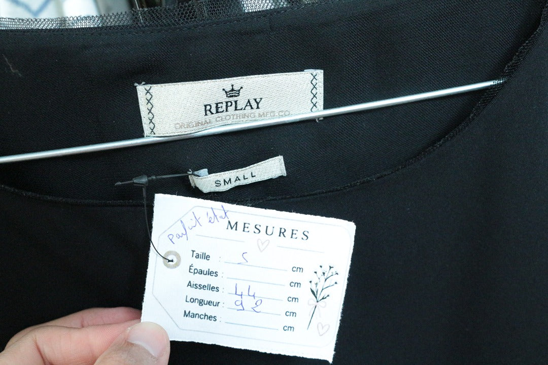 Robe courte noire Replay sans manches chic 36 S 10