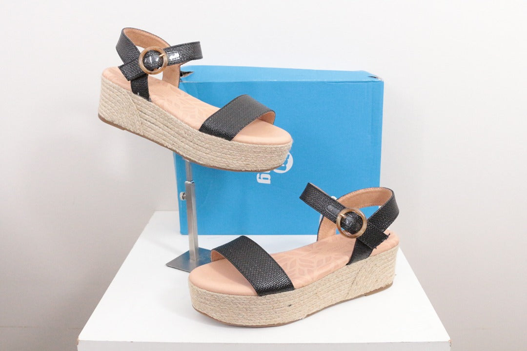 Sandales compensées Mtng noir cuir taille 40 neuves 1