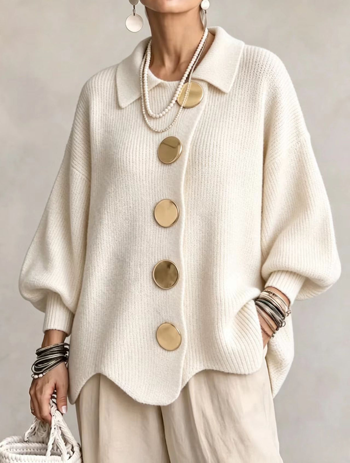 Gilet en maille boutonné col à revers – photo 3 – Frippin'Dealz