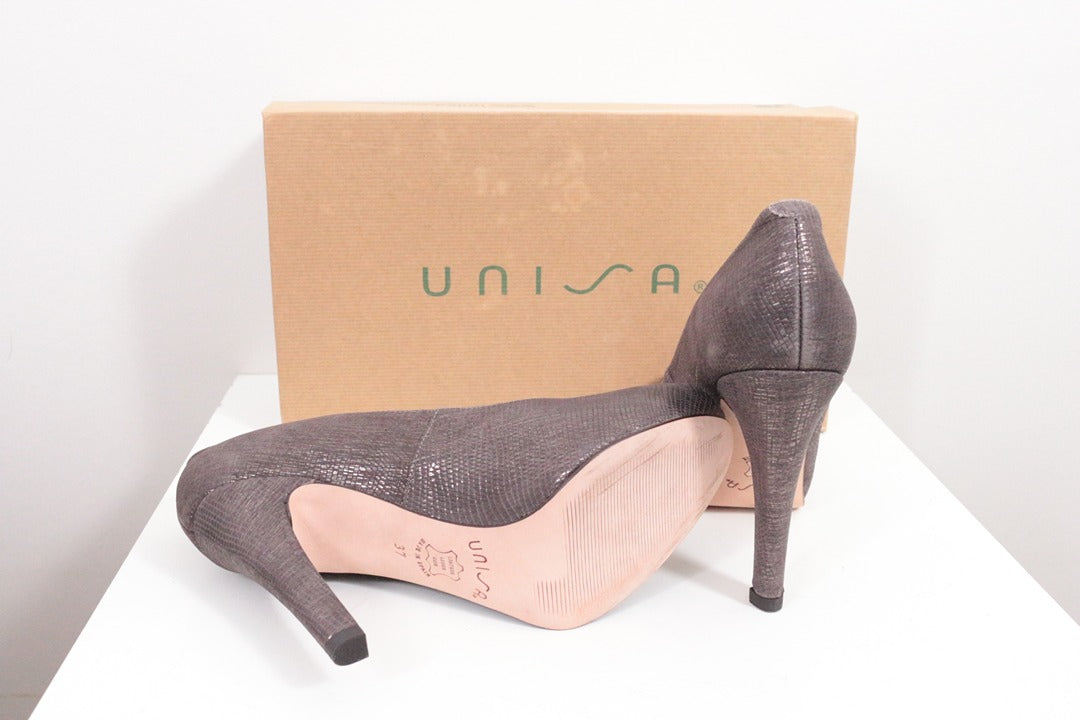 Escarpins Unisa Luce Shine cuir greige bout ouvert 37 7