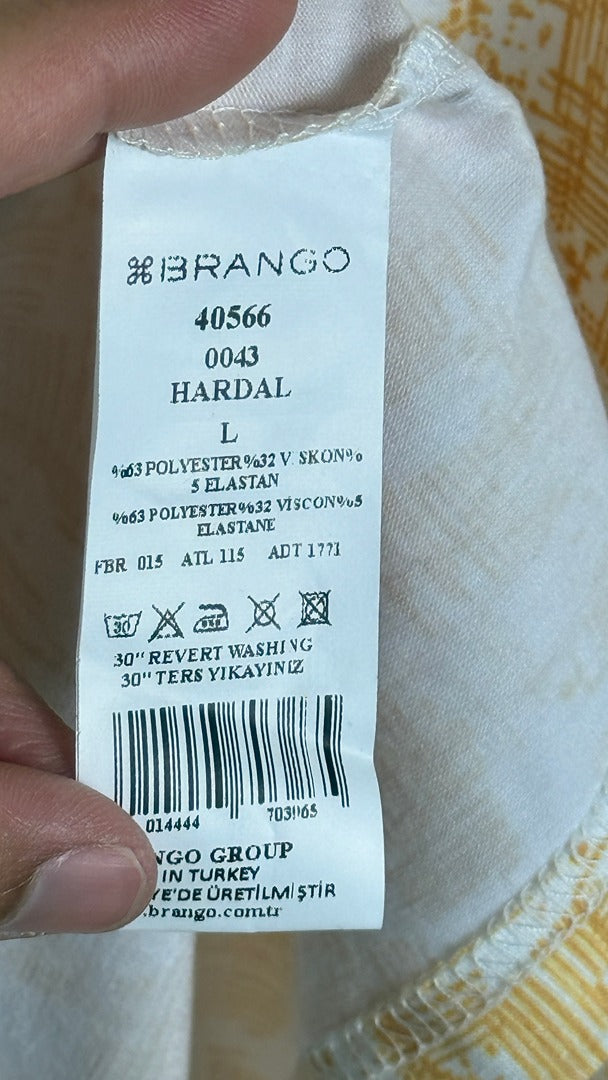 Polo Brango imprimé jaune L neuf avec étiquette 8