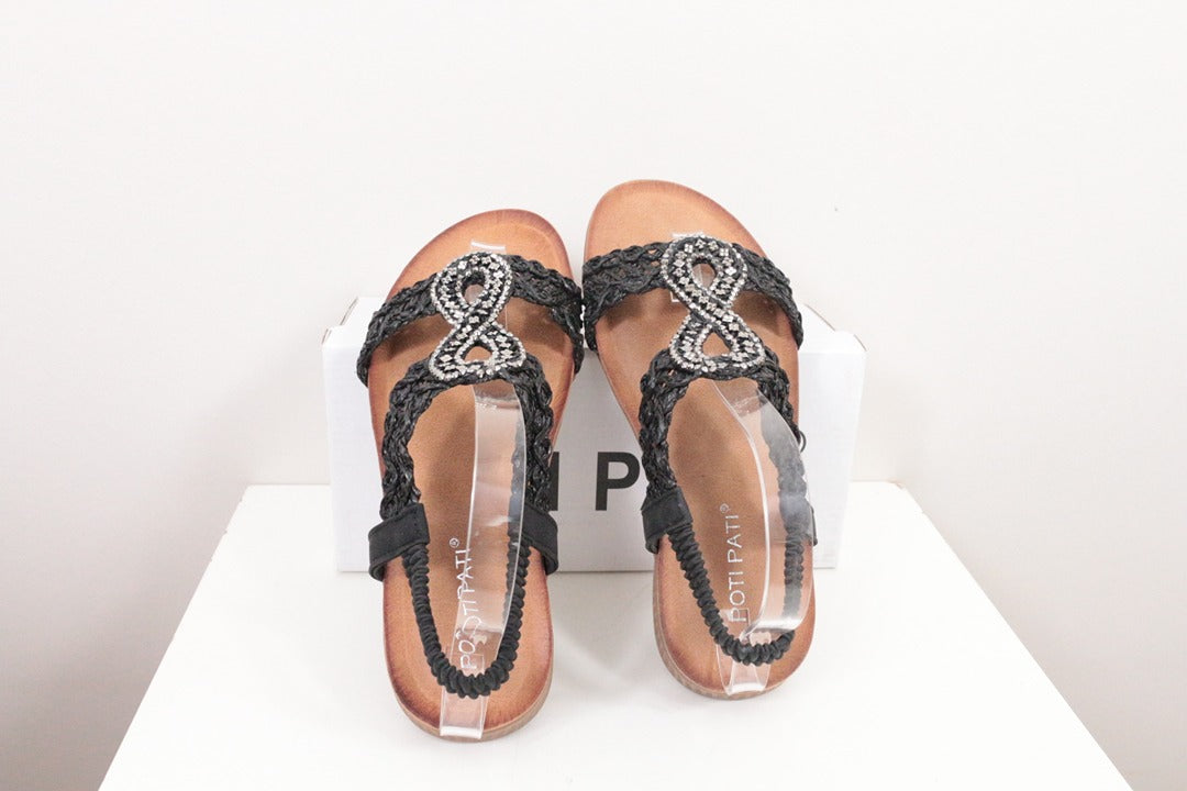 Sandales Poti Pati noires tressées strass 36 6