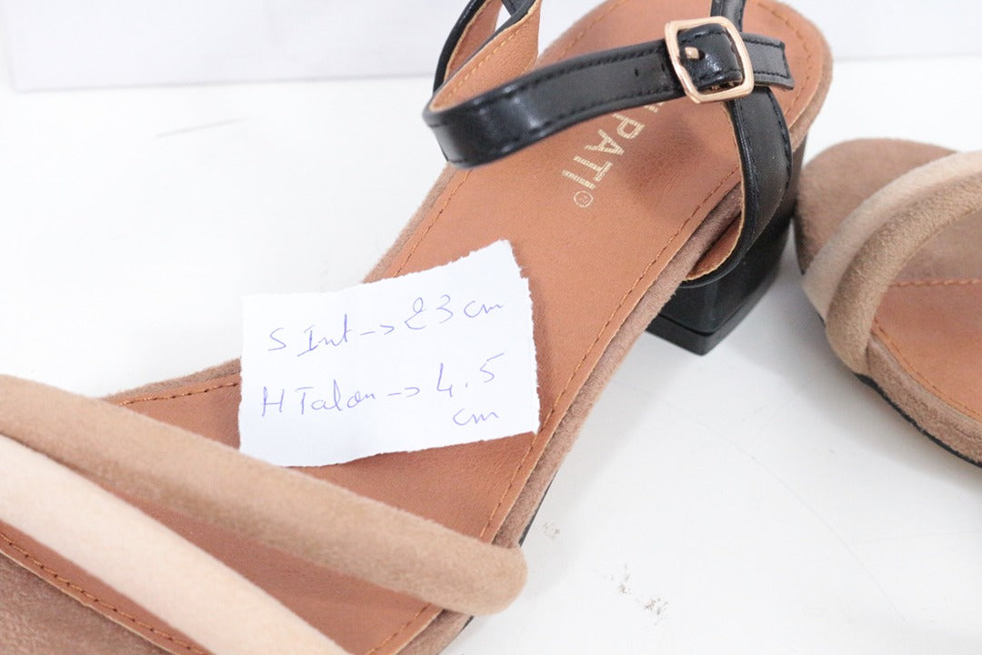 Sandales à talon Poti Pati daim beige et noir 36 7