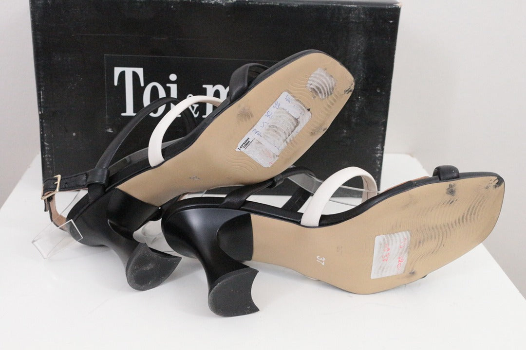 Sandales à talons Toi&moi en cuir noir et blanc taille 37 6