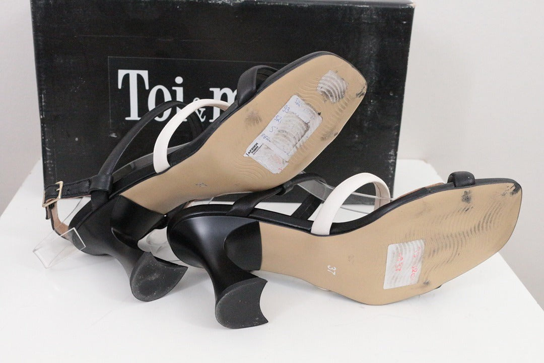 Sandales à talons Toi&moi en cuir noir et blanc taille 37 | Frippin'Dealz – photo 8