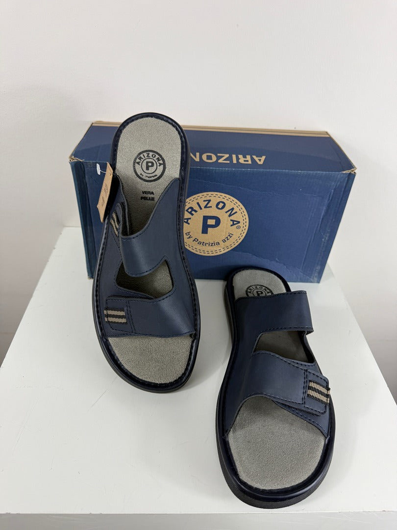 Mules en cuir bleu marine Arizona Patrizio Uzzi 41 5