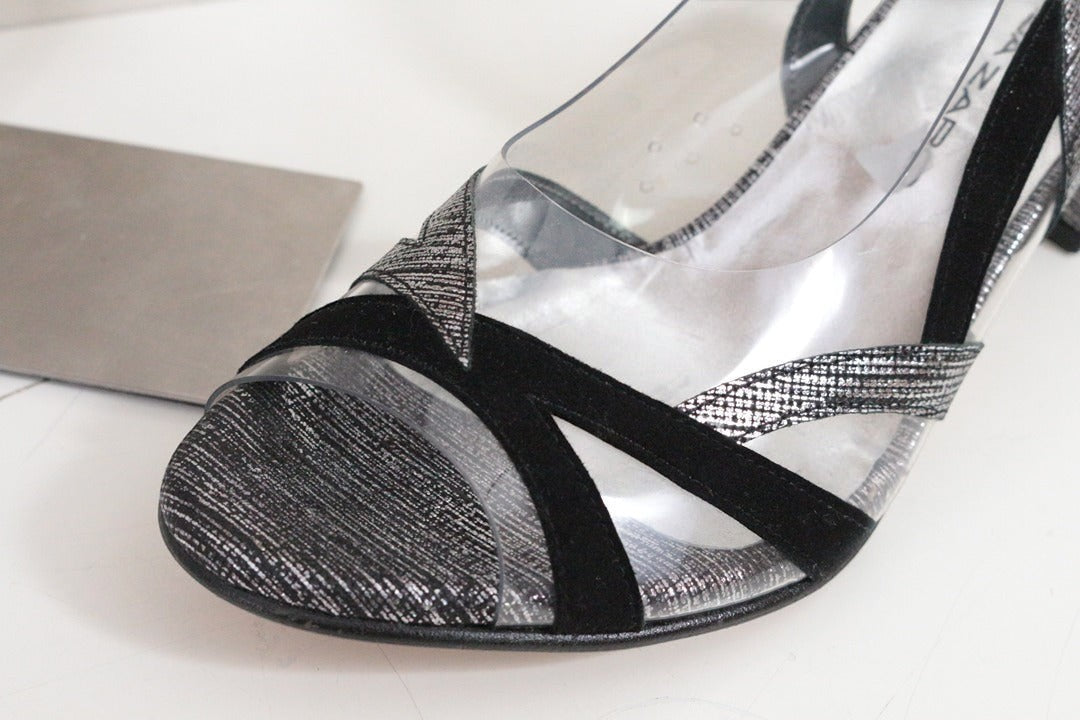 Sandales Brenda Zaro argenté noir transparent talons 37 3