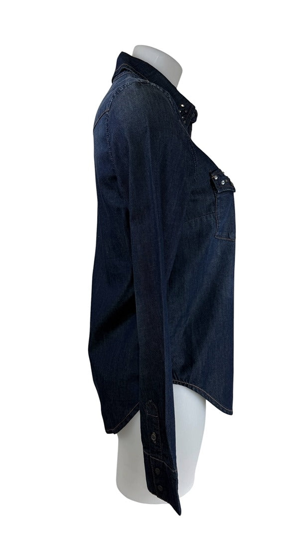Chemise en jean bleu western strass vintage 36 S 6