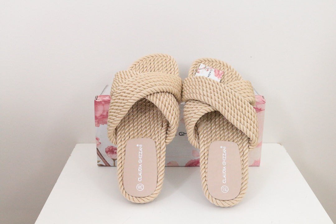 Mules en corde Claudia Ghizzani beige 38 neuves 3