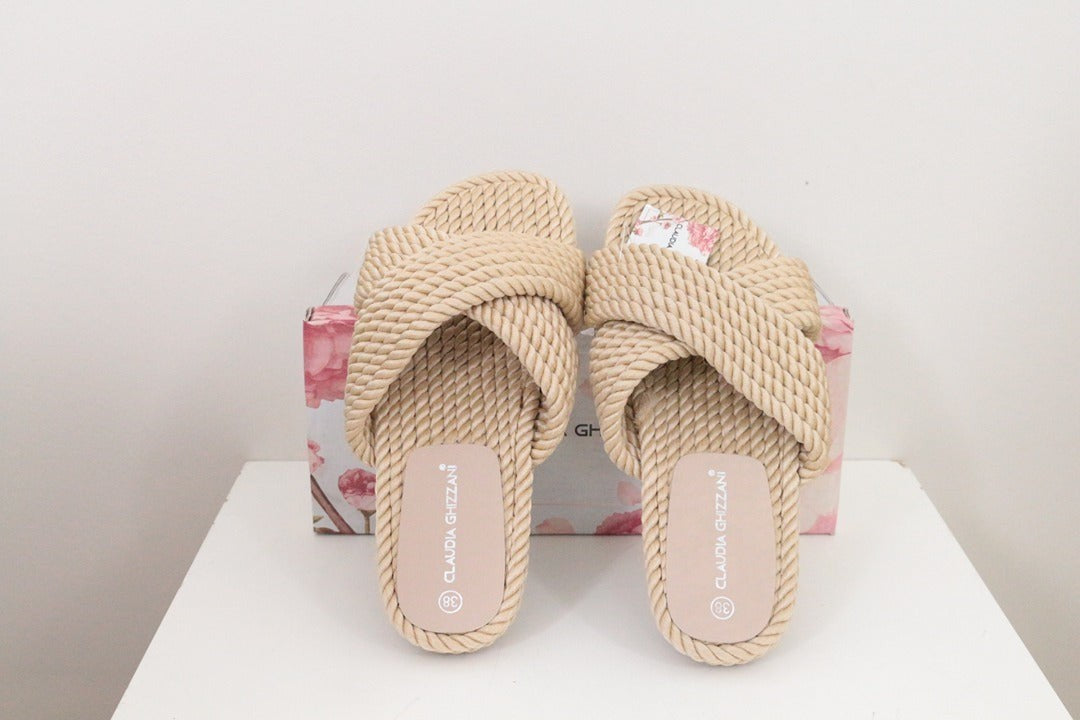 Mules en corde Claudia Ghizzani beige 38 neuves 4