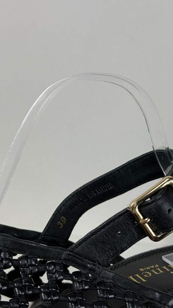 Sandales compensées Minelli cuir tressé noir 39 talon corde 4