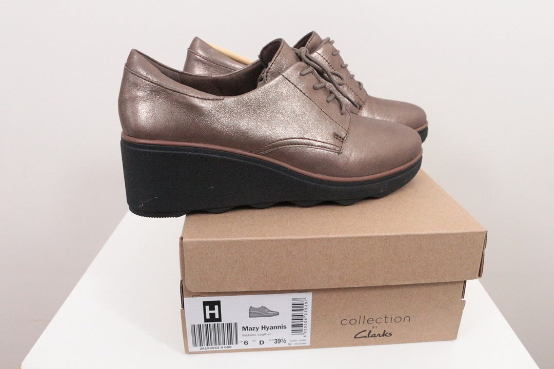 Clarks Bottines compensées en cuir métallisé marron 39.5 9