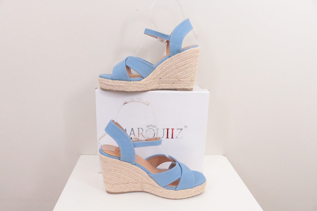 Marquiiz Sandales compensées espadrilles bleu ciel 36 neuves 5