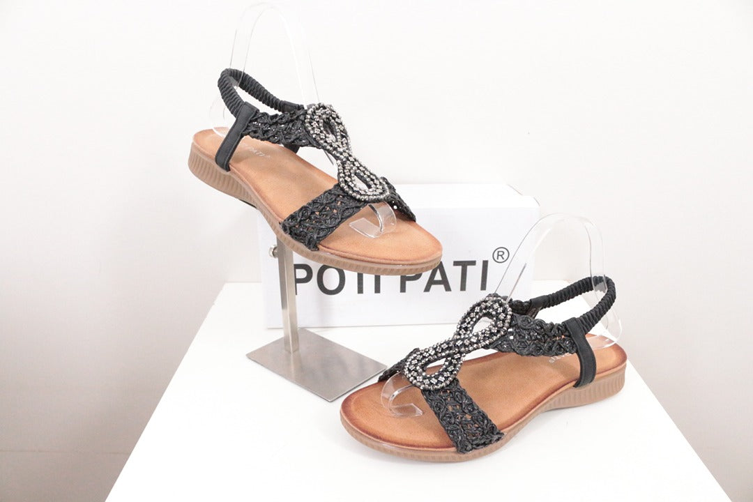 Sandales Poti Pati noires tressées strass 36 2