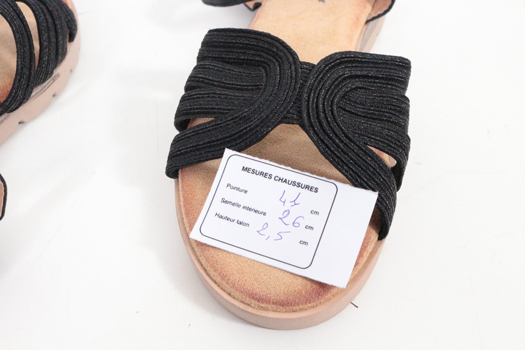 Sandales plates Lov'it noir bride cheville taille 41 3
