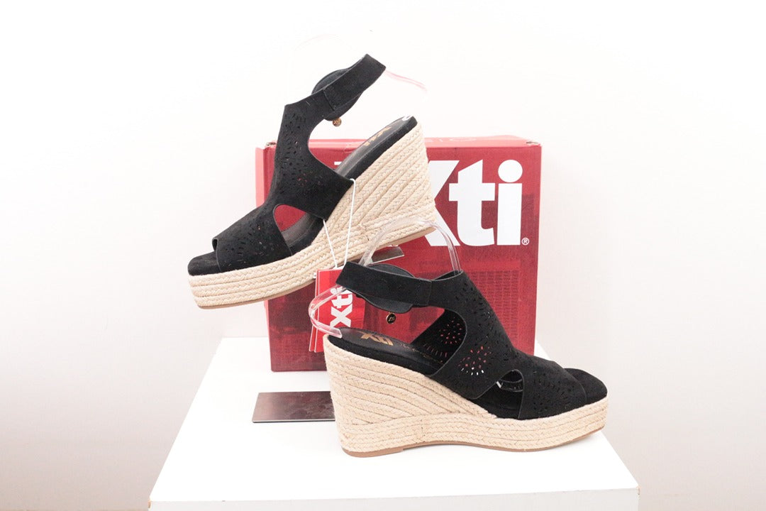 Sandales compensées Xti aspect daim noir taille 40 espadrilles talons 5