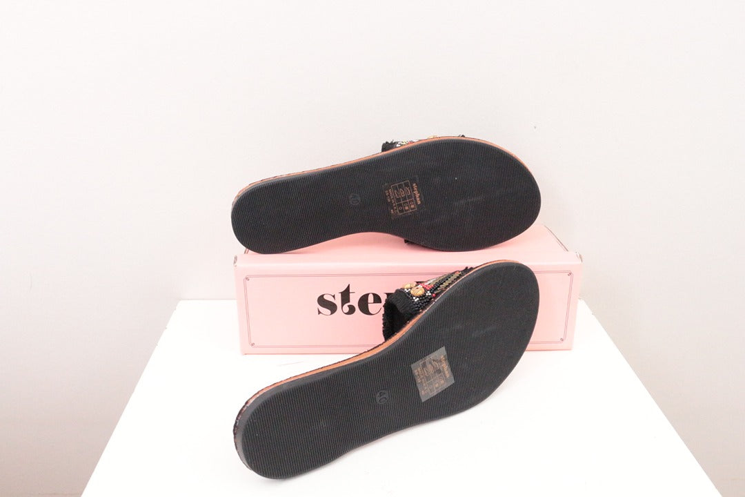 Sandales plates Stephan perles ethniques noir taille 40 5