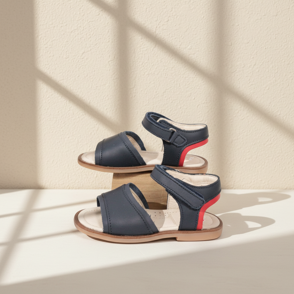 Jacadi Sandales Cuir Bleu marine, Rouge  22 Neuf