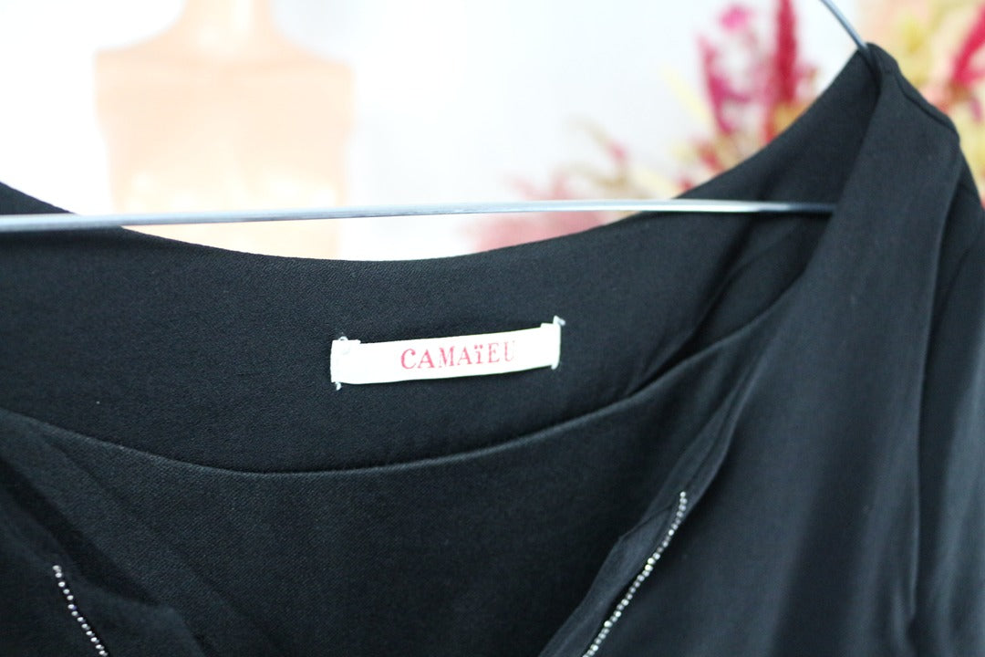 Robe noire Camaïeu chic élégante col V 38 M 8