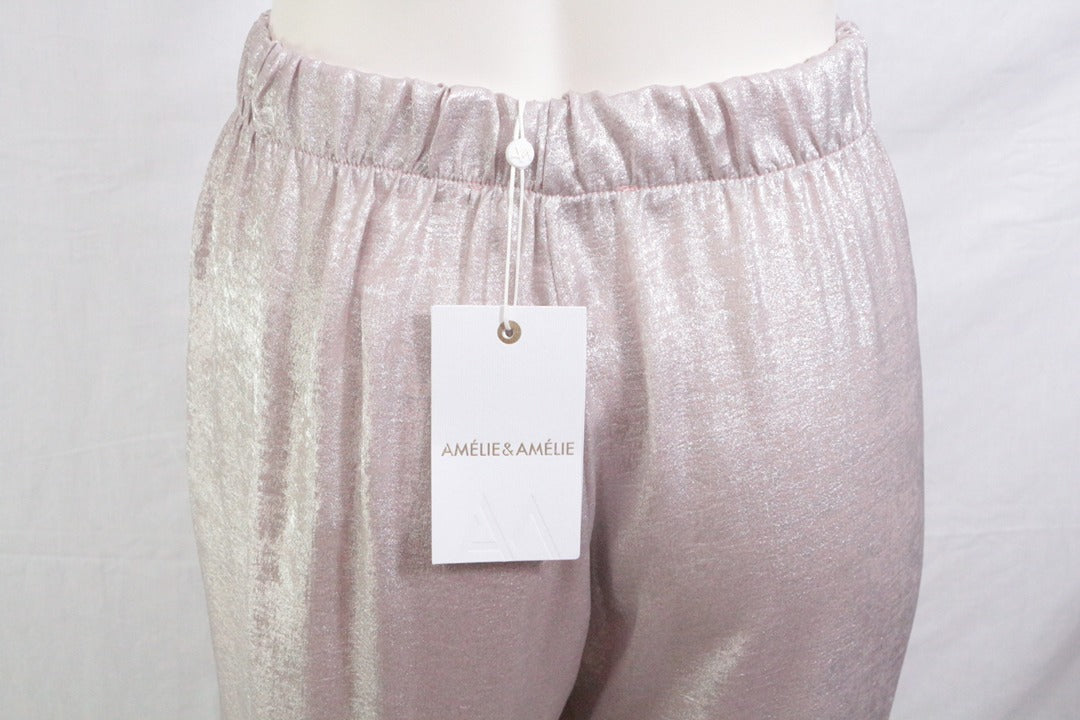 Pantalon Amélie & Amélie large rose poudré brillant M - Neuf avec étiquette 7