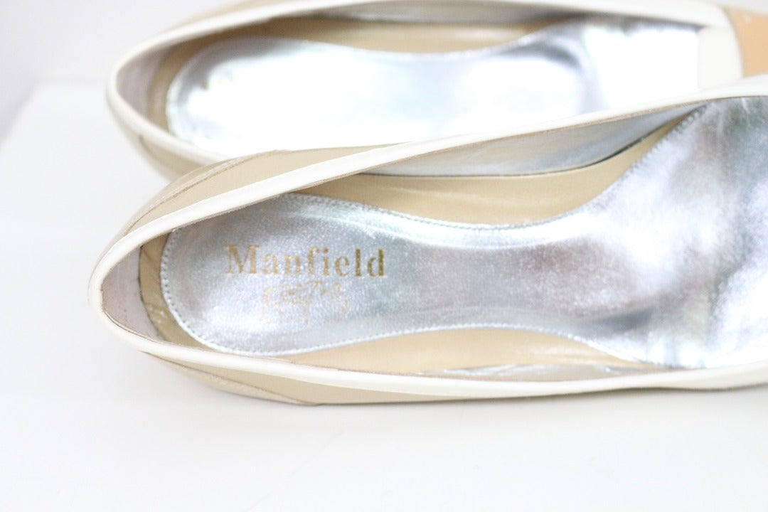 Escarpins Manfield cuir beige et blanc 37.5 9