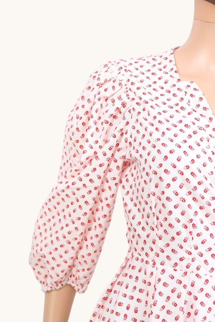 Robe Claudie Pierlot Refleurette blanc rouge coton 40 | Frippin'Dealz – photo 4