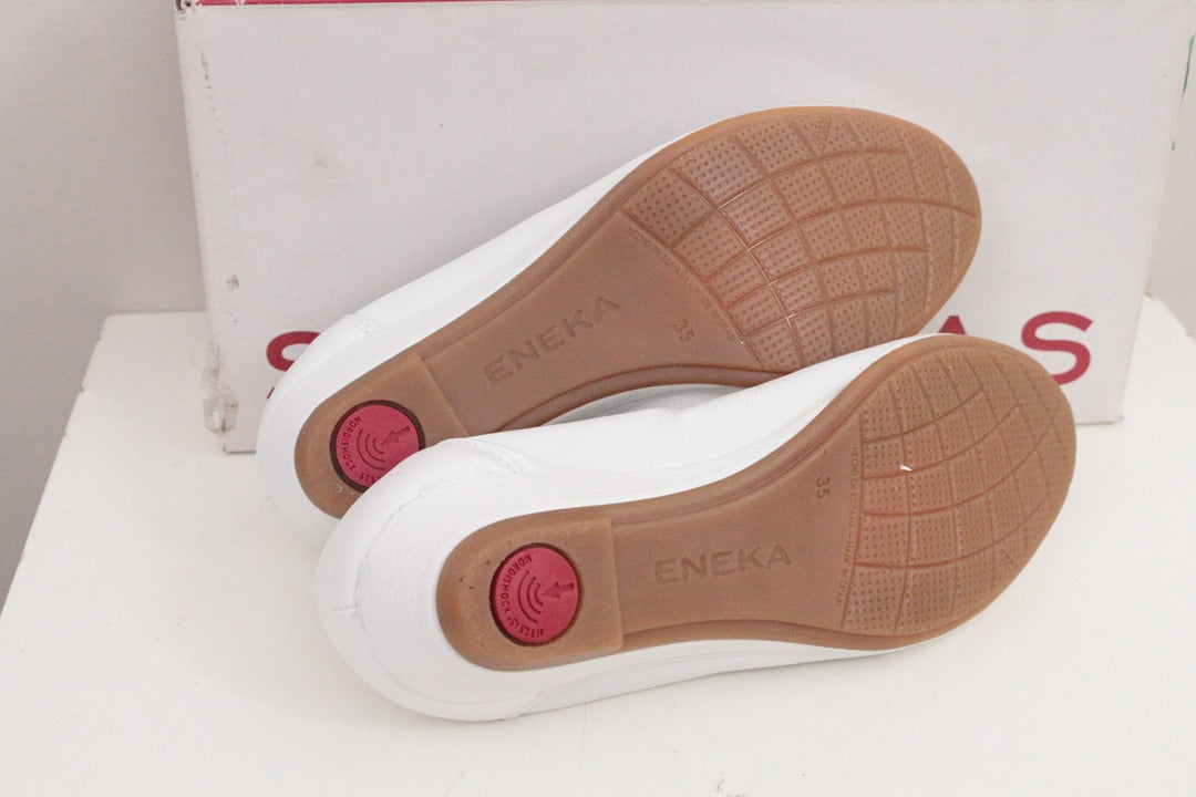 Sabrinas Ballerines Compensées Cuir Blanc 35 Très Bon État Confort 7