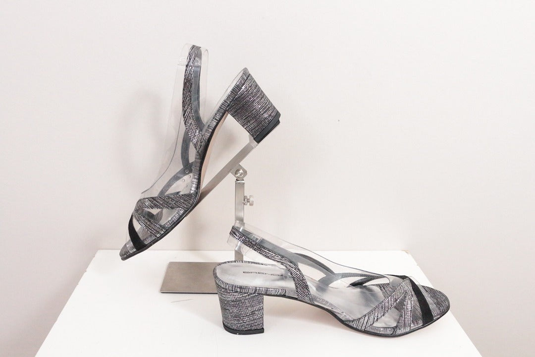 Sandales Brenda Zaro argenté noir transparent talons 37 8