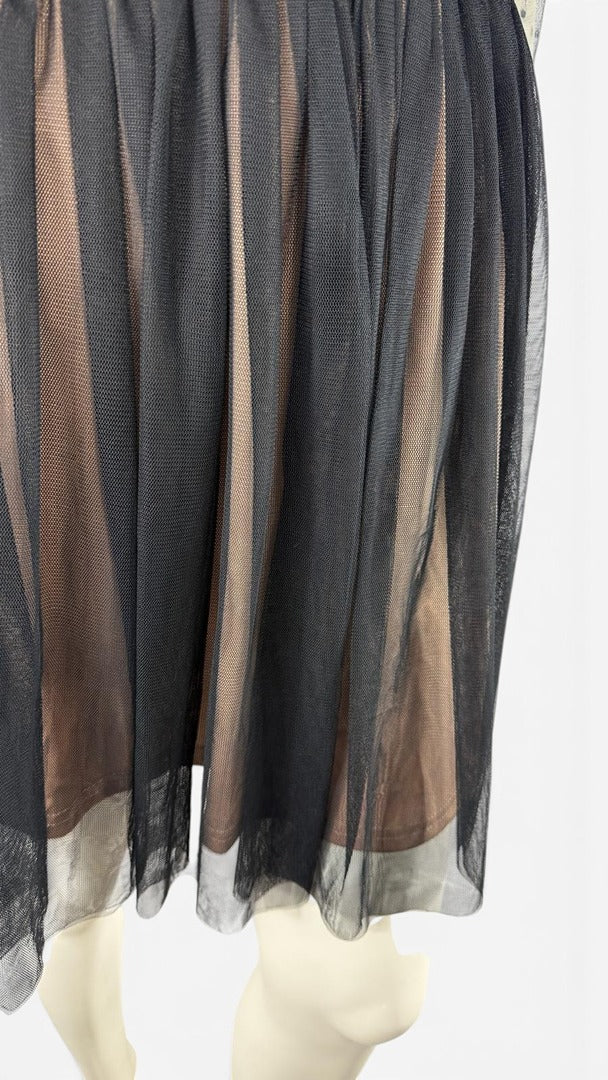 Robe patineuse Lily Mcbee noire et nude tulle dentelle L coquette 3