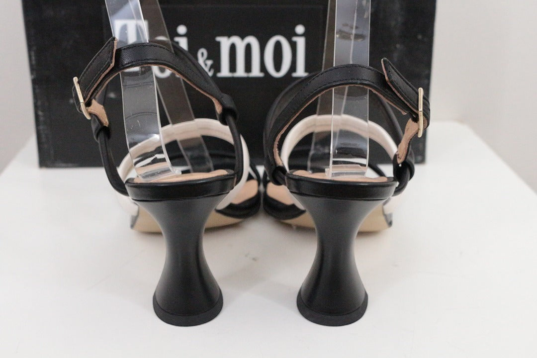 Sandales à talons Toi&moi en cuir noir et blanc taille 37 | Frippin'Dealz – photo 7