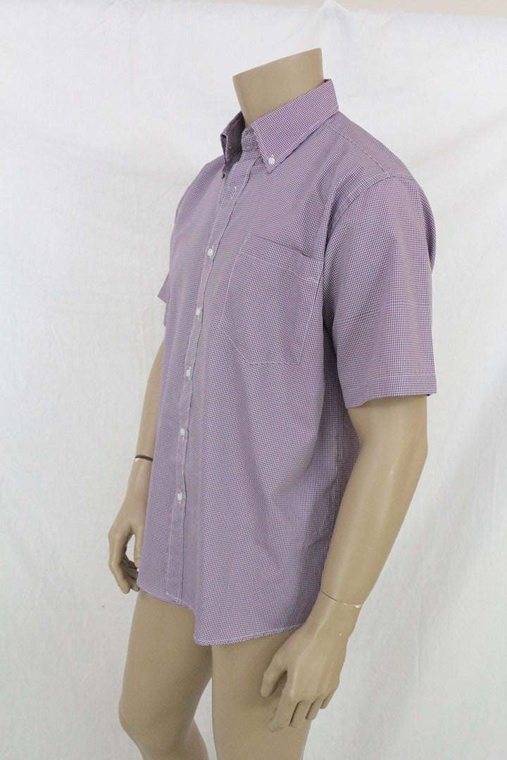Chemise manches courtes Qijin coton violet carreaux Xl 7