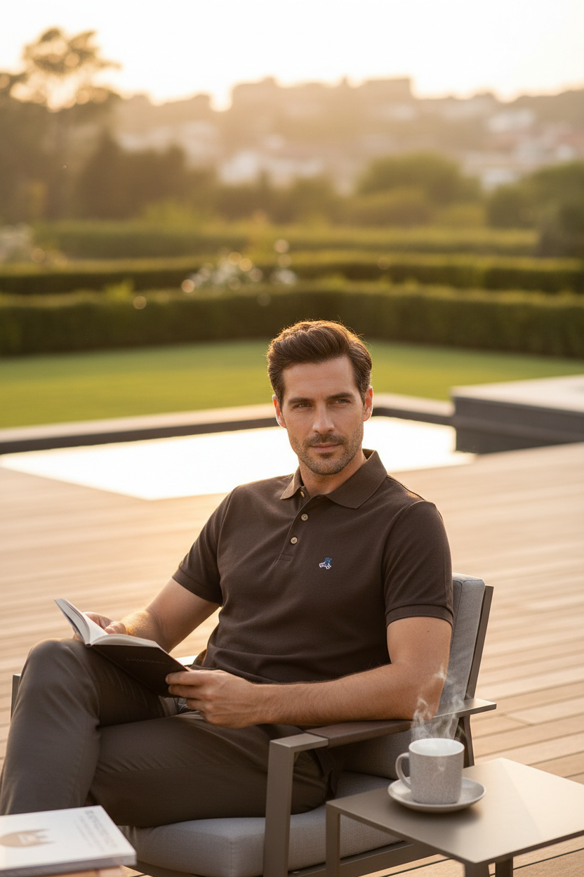 Polo marron Ludwig Maul homme coupe droite polyester 48 - Neuf avec étiquette 2