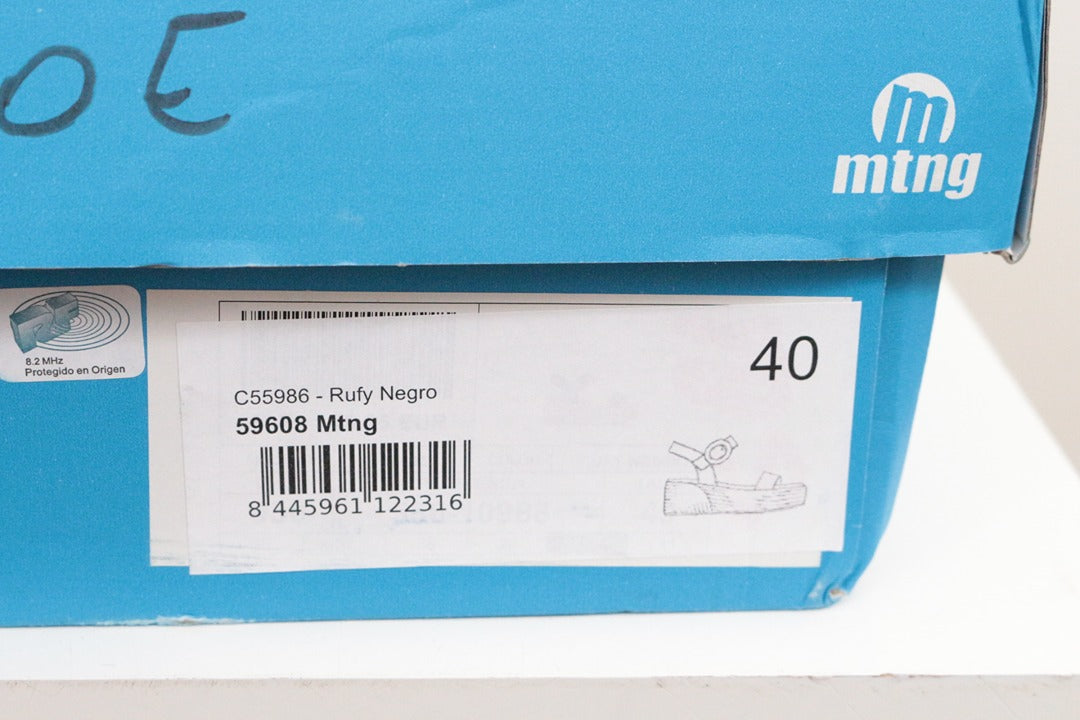 Sandales compensées Mtng noir cuir taille 40 neuves 11