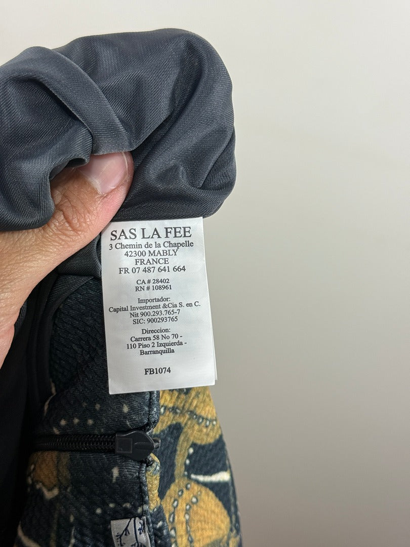 Robe midi La Fée Maraboutée noire jaune motif graphique taille 40 7
