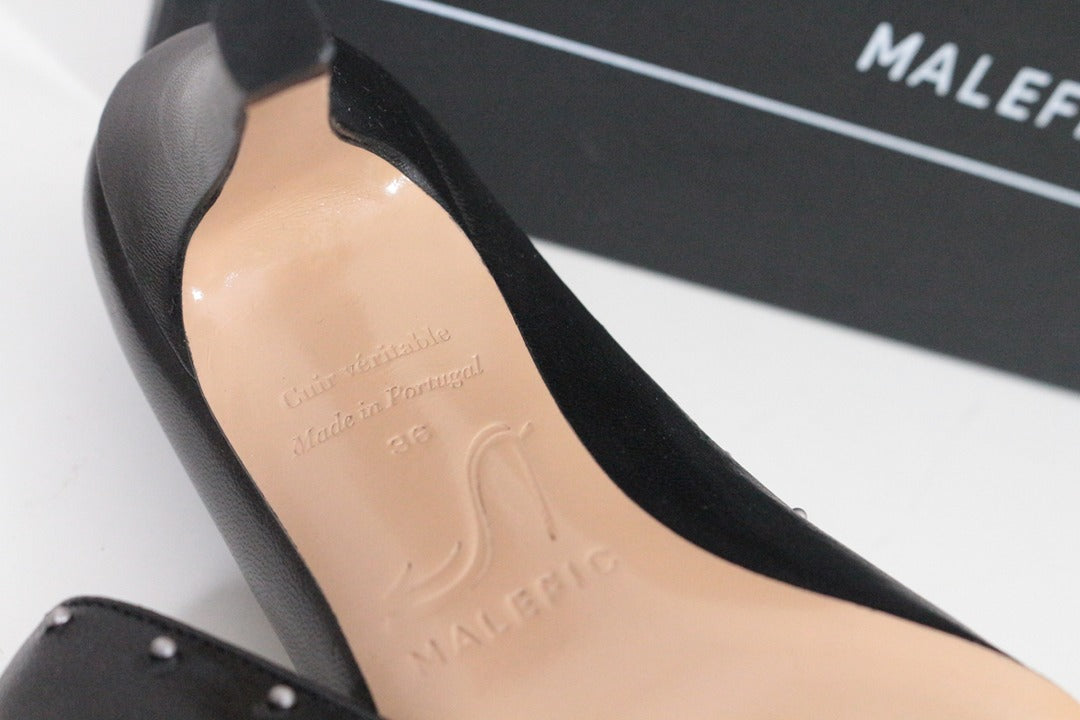 Malefic escarpins L'engagée cuir lisse noir clous taille 36 11
