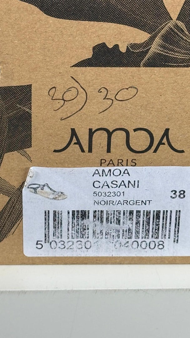 Sandales en cuir Amoa Casani noir argent 38 confort gel 3