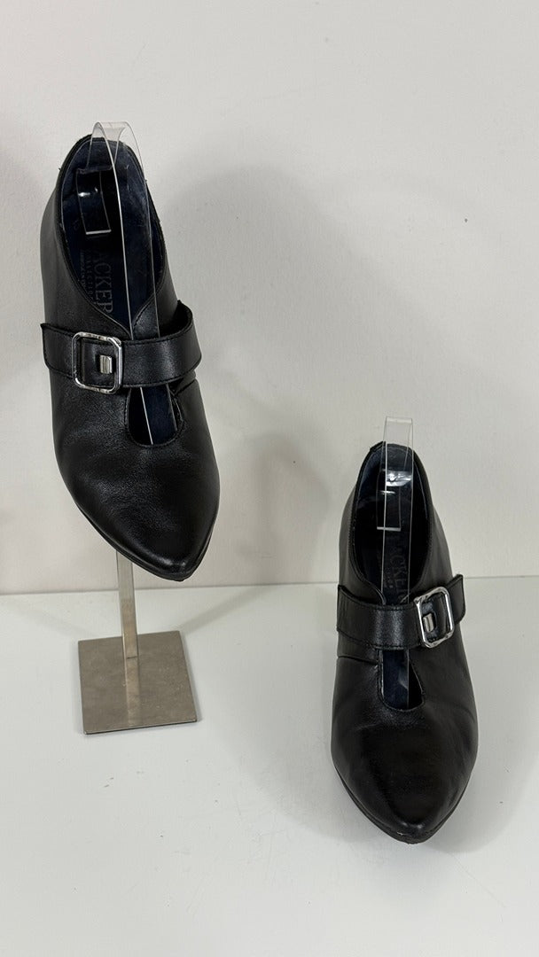 Bottines Clackers Cuir Noir Talons 40 Vintage 90s 4